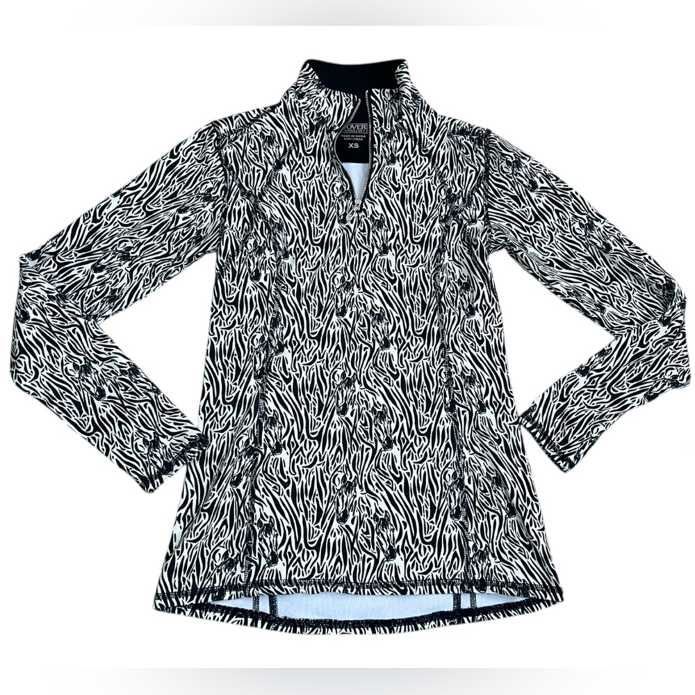 Gray & Black Patterned Long Sleeve Quarter-Zip Top